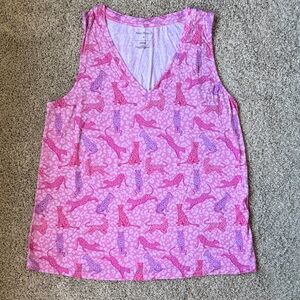 Posh Peanut Bamboo Pink & Purple V-Neck Printed Tank Top
